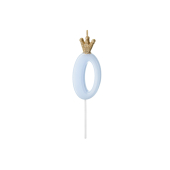 Birthday candle Number 0, light blue, 9.5cm