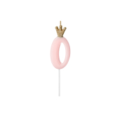 Birthday candle Number 0, light pink, 9.5cm