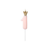 Birthday candle Number 1, light pink, 9.5cm