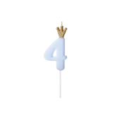Birthday candle Number 4, light blue, 9.5cm