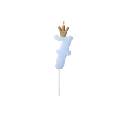 Birthday candle Number 7, light blue, 9.5cm