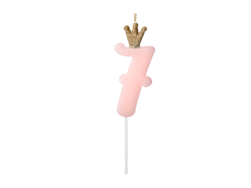 Birthday candle Number 7, light pink, 9.5cm
