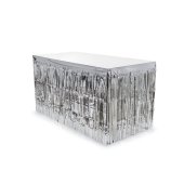 Fringe table skirt, silver, 300x80cm