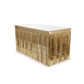 Fringe table skirt, luxury gold, 300x80cm