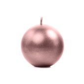 Candle Sphere, metallic, rose gold, 8cm (1 pkt / 6 pc.)