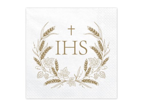 Napkins IHS, 33x33 cm, gold (1 pkt / 12 pc.)