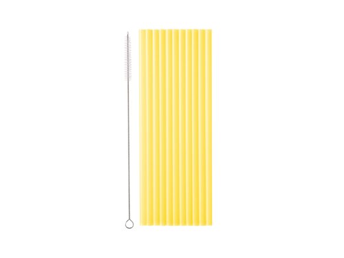 Plastic straws, 23 cm, yellow (1 pkt / 12 pc.)