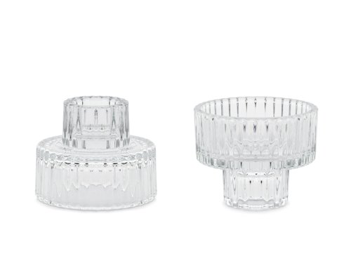 Glass candle holder with 2-in-1 edge, 6.5x5.5cm (1 pkt / 4 pc.)
