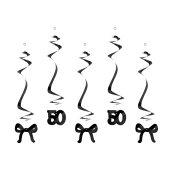Birthday swirls for the 50th birthday with bows, black, 50 cm (1 pkt / 5 pc.)