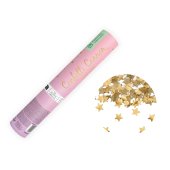 Confetti cannon with stars, gold, 20cm