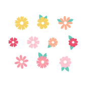 Place cards for drinking glasses Flowers, mix, 5.5-9.5x6-10cm (1 pkt / 10 pc.)