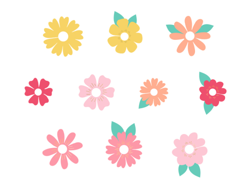 Place cards for drinking glasses Flowers, mix, 5.5-9.5x6-10cm (1 pkt / 10 pc.)
