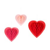 Paper honeycomb decorations Hearts, mix, 20-30 cm (1 pkt / 3 pc.)