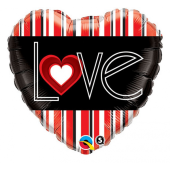 Balloon folic 18 inches QL, LO(Heart)VE Red Stripes