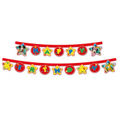 Banner with the inscription "Happy Birthday" Playful Mickey