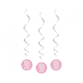 Hanging decoration Glitz 90, dots, 81 cm, pink, 6 pcs