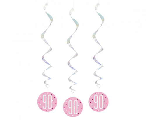 Hanging decoration Glitz 90, dots, 81 cm, pink, 6 pcs