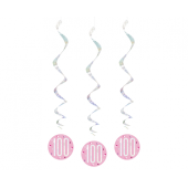 Hanging decoration Glitz 100, dots, 81 cm, pink, 6 pcs