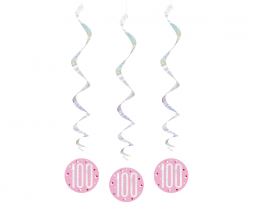 Hanging decoration Glitz 100, dots, 81 cm, pink, 6 pcs