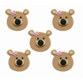 Teddy Bear Head Sugarcraft Toppers Pink