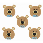 Teddy Bear Head Sugarcraft Toppers Blue