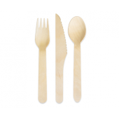 Eco-friendly collection Wooden Cutlery, (forks, knives, spoons), 18 pcs.