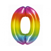 Folijas balons Smart, cipars 0, varavīksne, 76 cm