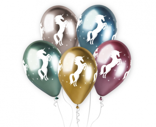 Shiny Premium Helium baloni Unicorn, 13&quot; / 5 gab