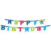 Happy Birthday garland, blue, 1.8 m