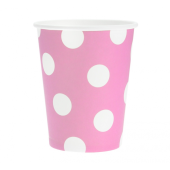 Paper cups Polka Dot, pink, 270ml / 6 pcs