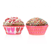 Paper cupcakes Hearts, 24 pcs