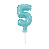 Folija balons ar nūju 5&quot; DIGIT 5, gaiši zils