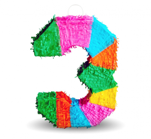 Pinata digit "3", 50x35x7.5 cm