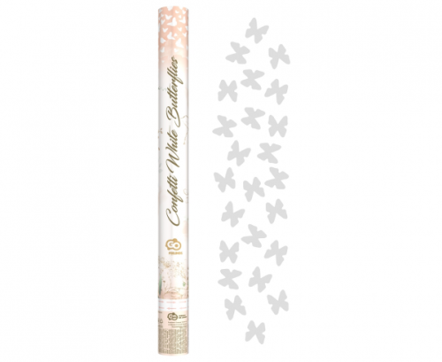 Confetti cannon Butterflies, paper, white / 60 cm
