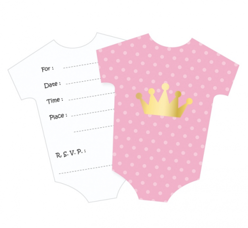 Invitations with envelope "Little girl", pink, 6 pcs