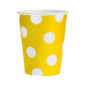 Paper Cups Polka Dots, yellow, 270 ml / 6 pcs