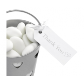 Elegant tag Contemporary Heart - Thank you, white-silver, 10 pcs