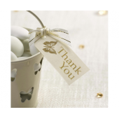 Tag Elegant Butterfly - Thank you, ivory, 10 pcs