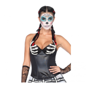 Latex bony hands wet look underwire halter corset (size L)