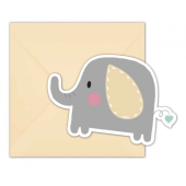 Invitations Elephant Baby, 6 pcs