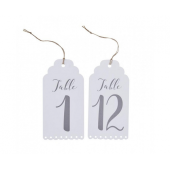 Table numbers Botanics, white, 7x13 cm, 1-12