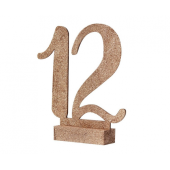 Glitter table numbers Botanics, wooden, rose gold, 12x15 cm, 1-12