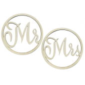 Wooden decoration Mr & Mrs, 42 cm, 2 pcs.