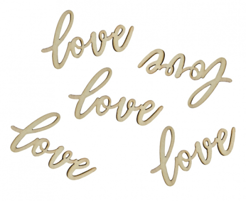 Wooden confetti Love, 6 x 3 cm, 18 pcs.