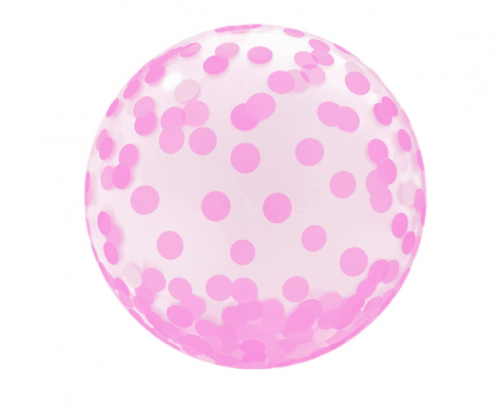 Kristāla balons, rozā punktiņi, 18&quot;
