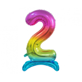 B&C standing foil balloon Digit 2, rainbow colour, 74 cm