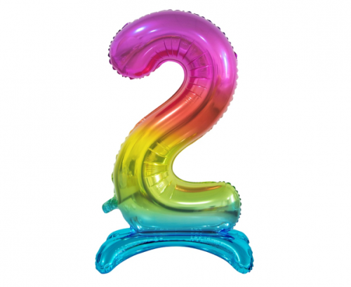 B&C standing foil balloon Digit 2, rainbow colour, 74 cm