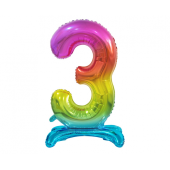 Стоячий воздушный шар из фольги B&amp;C Digit 3, цвет радуги, 74 см
