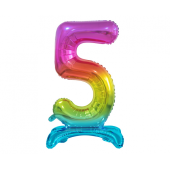 Стоячий воздушный шар из фольги B&amp;C Digit 5, цвет радуги, 74 см