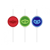 Paper medallion drinking straws Pj Masks, 4 pcs